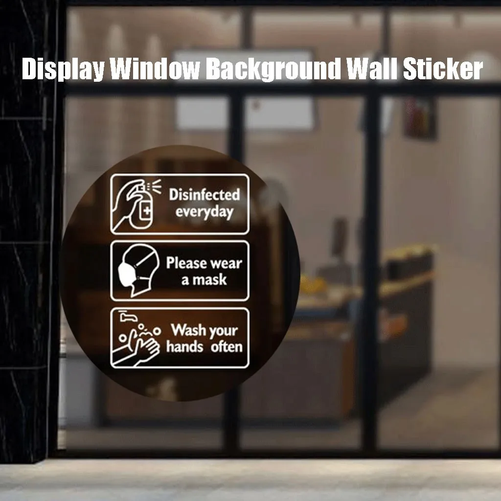 

English Tips Publicity Window Background Wall Sticker Glass Removable