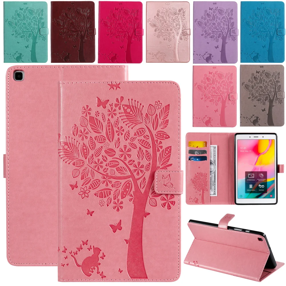 Чехол книжка из искусственной кожи с тиснением для samsung Galaxy Tab A 8 0 дюймов SM T290 T295 T297