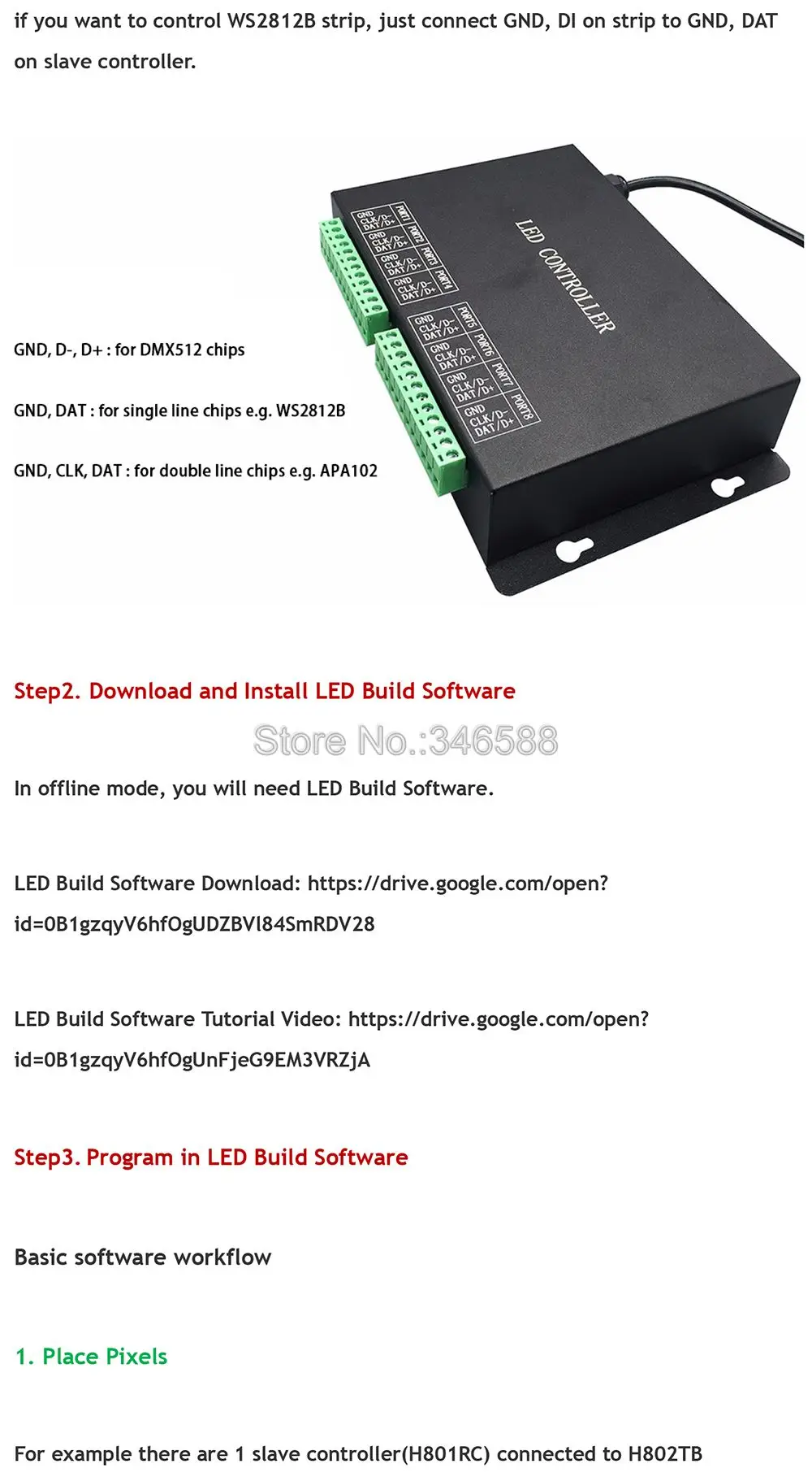 H802TB светодиодный контроллер Master Pixel поддержка DMX консоль светодиодный программное обеспечение работа с Slave контроллером(H801RA, H802RA, H801RC