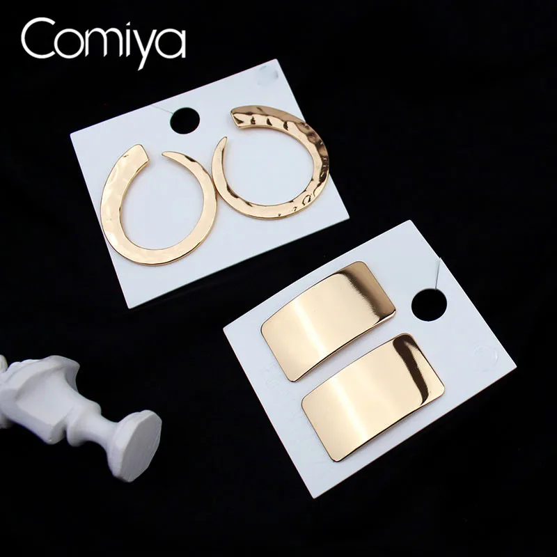 Женские серьги гвоздики Comiya круглые сережки квадратной формы из цинкового