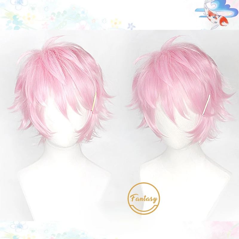 Парик для косплея Akimitsu Mochizuki из аниме ведущие звезды короткий розовый