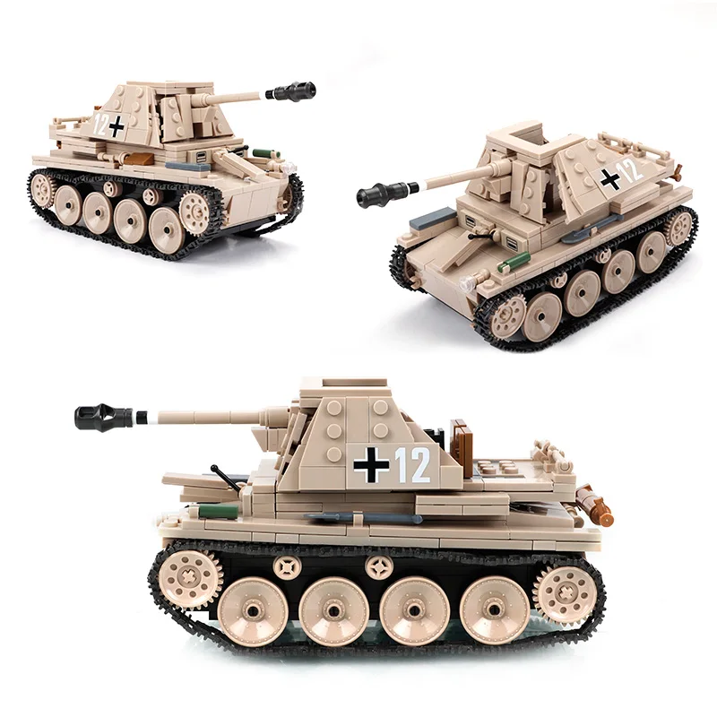

Military Light Tank Building Blocks German LT-38 Marder BT-7 Tanks Bricks WW2 Army Soldier Weapon Toys Gifts For Children Kids