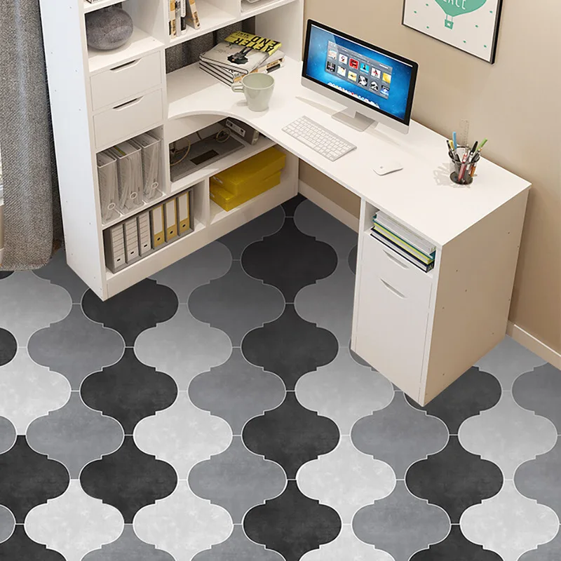 Черно-белые водонепроницаемые наклейки на пол для ванной комнаты самоклеющиеся