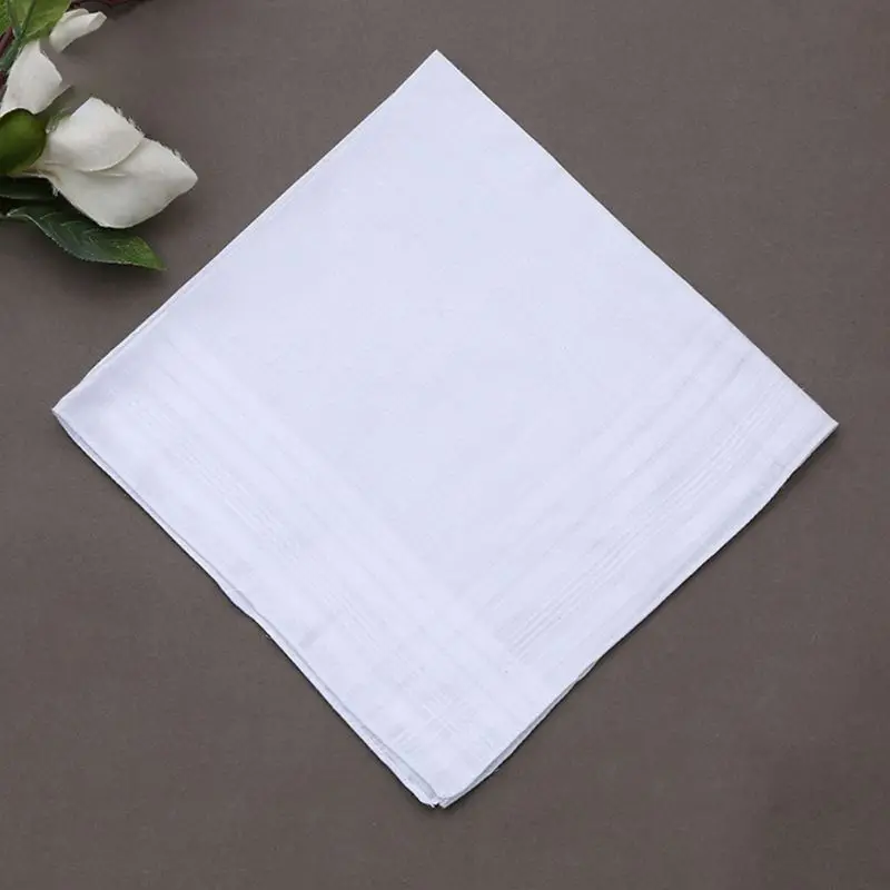 

12Pcs Cotton Handkerchiefs Pure Hankies Jacquard Striped Pocket Square Towel DIY