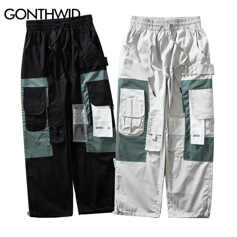 GONTHWID много карманов цветной блок пэчворк джоггеры брюки-шаровары уличная одежда