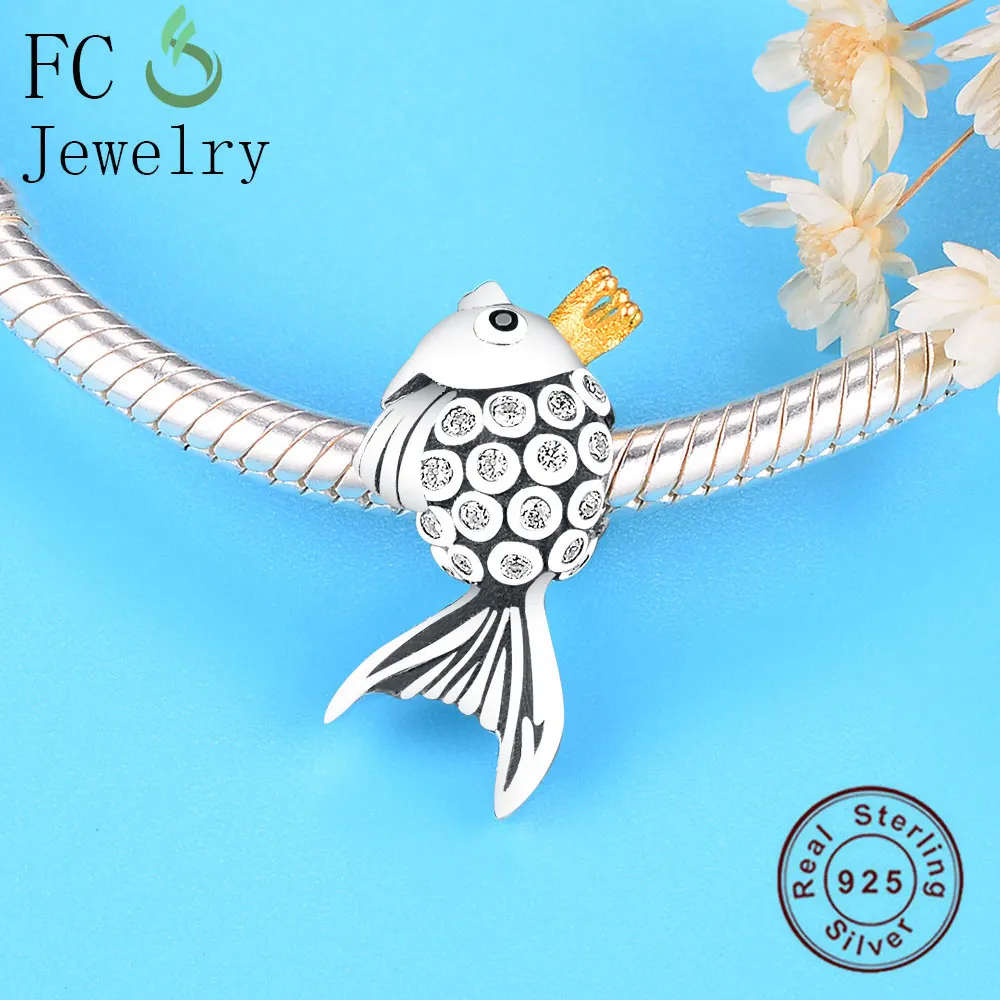 Шарм браслет из серебра 925 пробы с короной и фианитами|Бусины| |