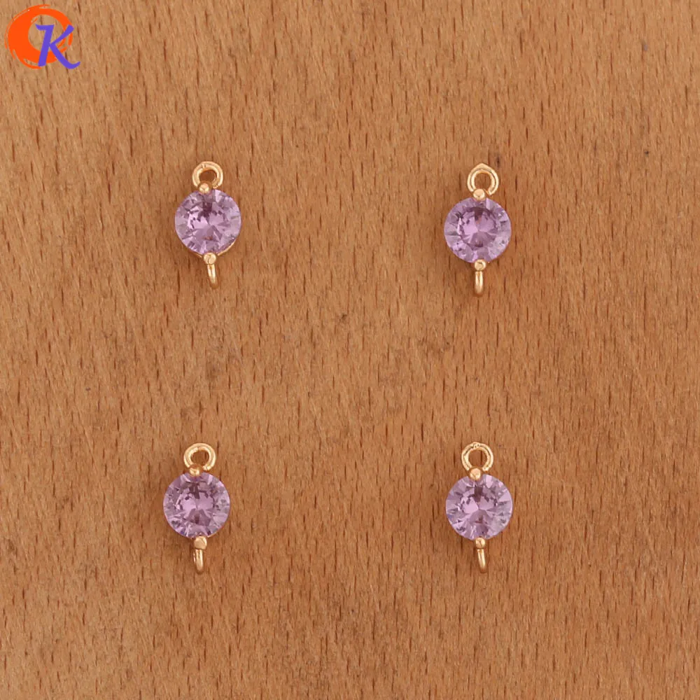 Purple Сердечный дизайн 100 шт 5*10 мм аксессуары для ювелирных изделий/cz соединители/круглая форма/ручная работа/diy части/Изготовление ювелирных изделий/фурнитура для сережек - Цвет: Purple