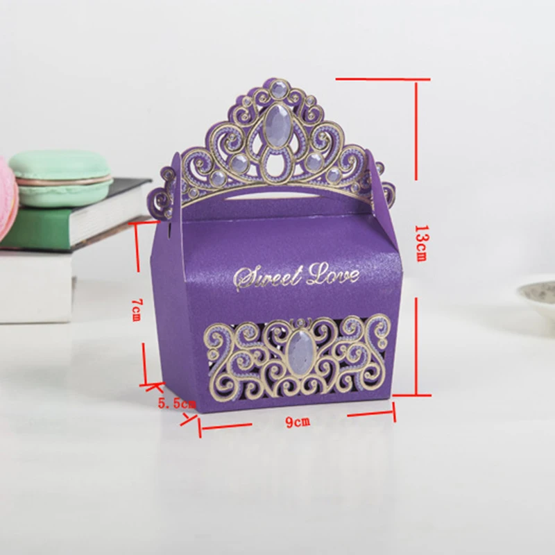 50pcs Crown Favor Boxes Candy Paper DIY For Wedding Party Sweety Box Treat Kids Birthday Girl Supplies Table Decor |