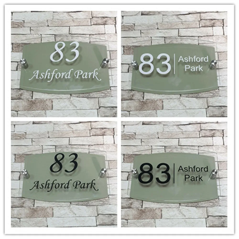 

Customized Modern Furniture Number Street Name Acrylic Sign Aluminum Back Plate A2