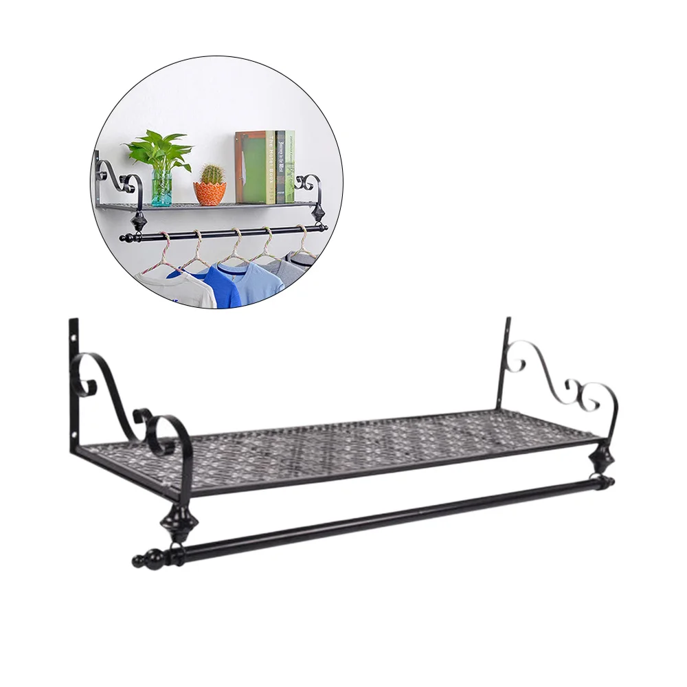 

European Vintage Iron Art Wall Hanging Storage Rack Clothes Rack (Black)