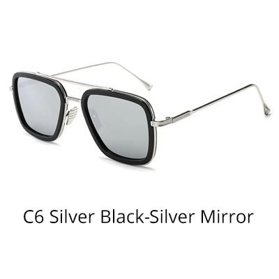 Silver Black-Silver Tony Stark, солнцезащитное стекло, es, для мужчин, Ретро стиль, мужское стекло es iron man, 3 солнцезащитных стекла, желтый, красный, оттенков, мужские очки W66218 - Цвет линз: Silver Black-Silver