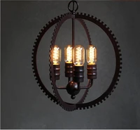 retro industrial style american art stair chandelier designer creative gear personalized bar iron lamps