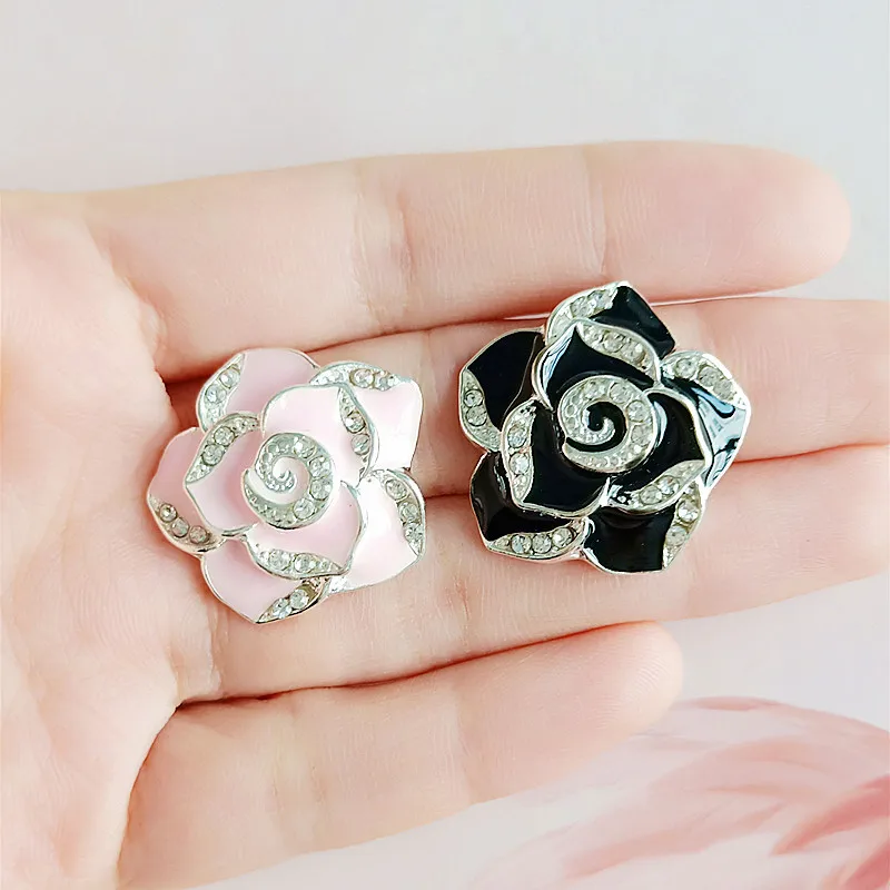 

5 PCS Enamel Metal DIY Rhinestone Camellia Flower Alloy Accessories Jewelry Apparel Diy Jewelry