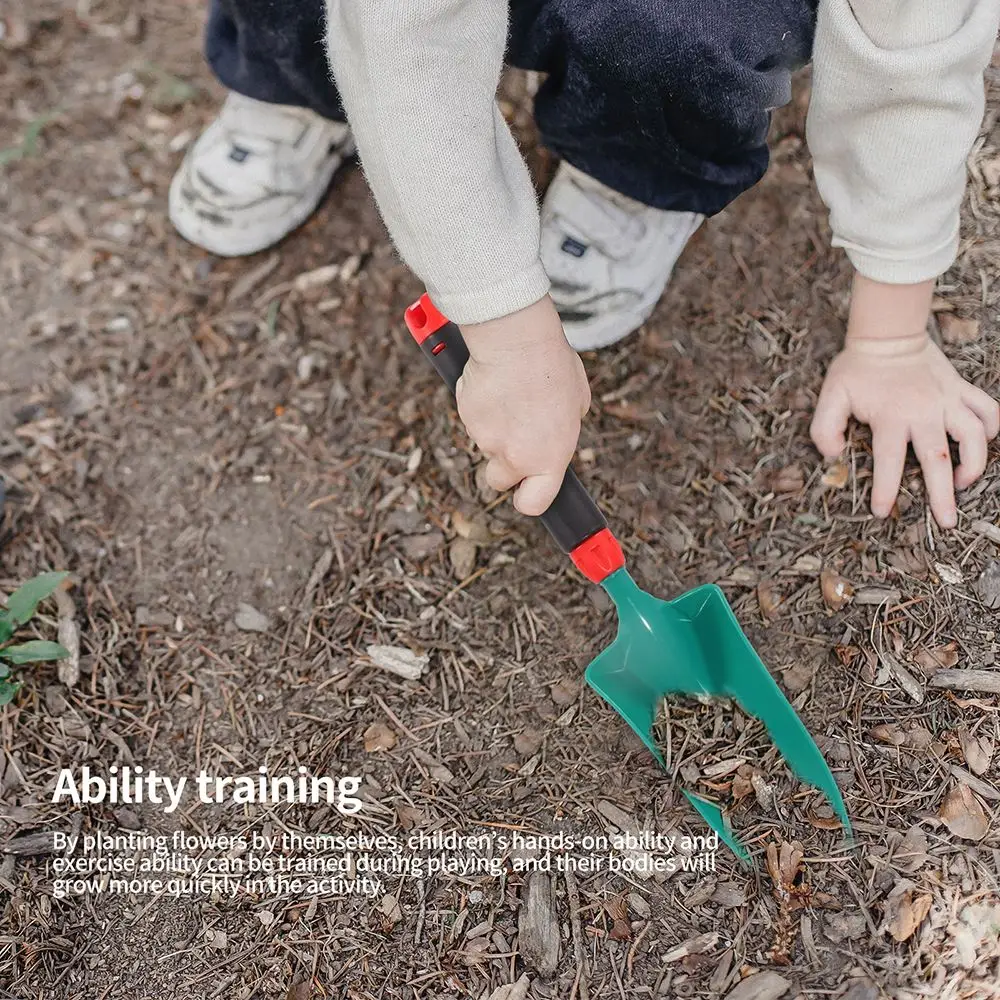 

6PC Kids Garden Tools Set Outdoor Toys For Children Sturdy Tote Metal Tools Wooden Handle Beach Sandbox Toy Early Learning Guide