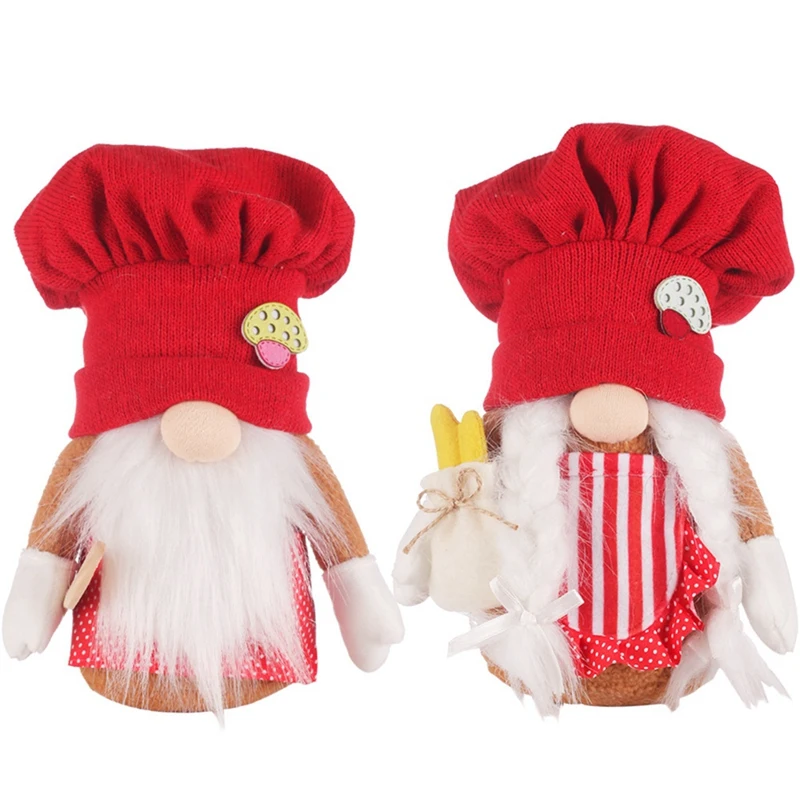 

Christmas Decoration Christmas Red Knitted Chef Hat Rudolph Decoration Doll Home Window Decoration