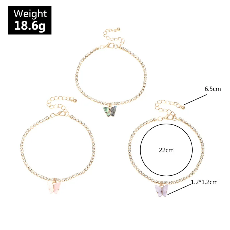 

2020 Wholesale European American Cross-border Jewelry Wholesale Fashion Chain Foot Ornaments Trendy Small Butterfly Anklet Set