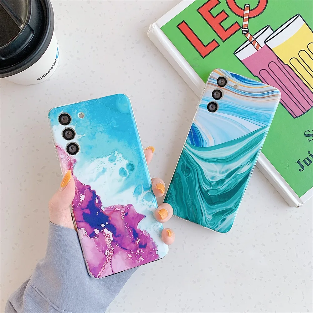 

Gradient Marble Phone Case for Samsung S21 Coque Camera Protective Back Cover for Samsung S20 S8 S9 S10 NOTE10 20 S20FE Fundas