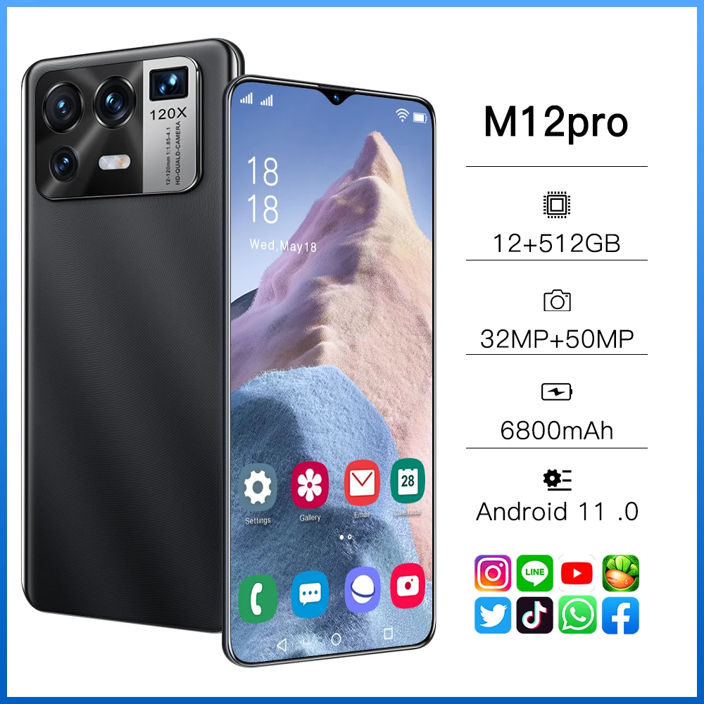 

Global Version XIAOM12 Pro 12+512GB 10 Core 32+50MP 6800mAh Cellphones MTK6889 1440*3200 5G Andriod 11 Dual SIM Mobile Phone
