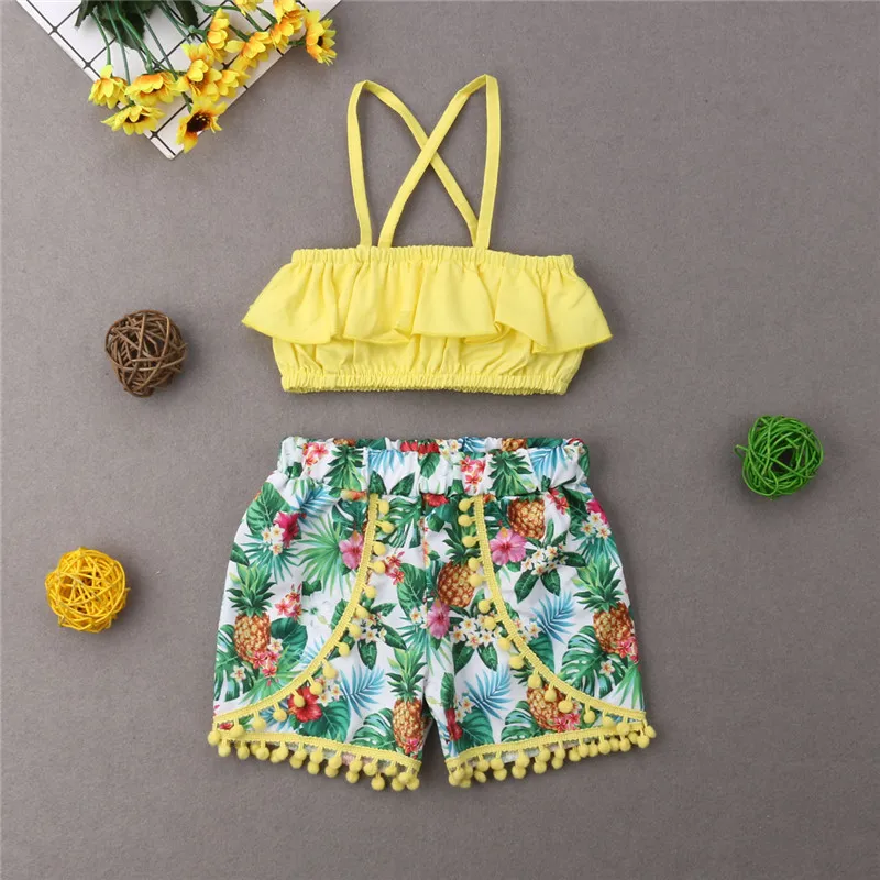 Летняя одежда для детей комплект из двух предметов маленьких девочек одежды с