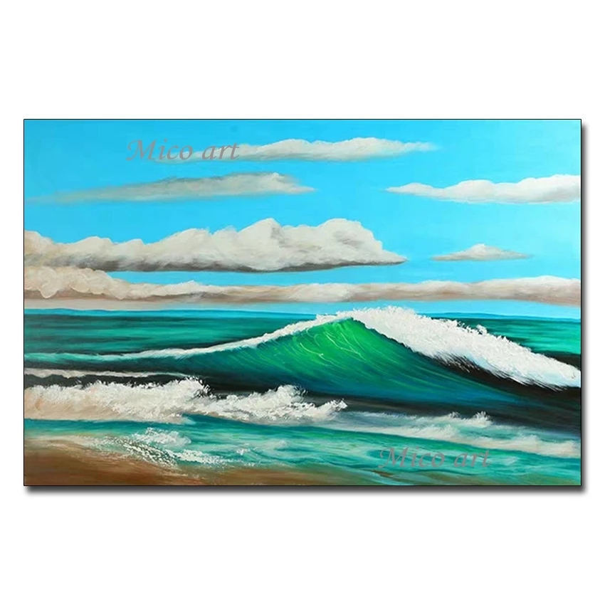 

No Framed Hand Painted 100% Hand Drawn Blue Seascape Oil Painting On Canvas Artwork Modern Home Wall Decoration Paintings Art C
