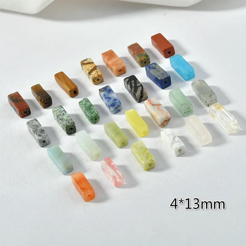 Бусины из натуральных камней с кристаллами квадратные длинные трубчатые бусины