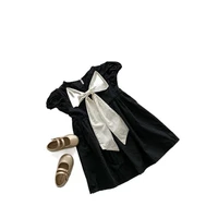 girls black puff sleeve bow dress toddler girl summer outfits korean clothes party dress for kids girl birthday flower dresses