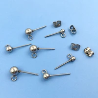 10cslot stainless steel ball needles blank stud earrings for diy fashion drop earring backs women jewelry making accessories
