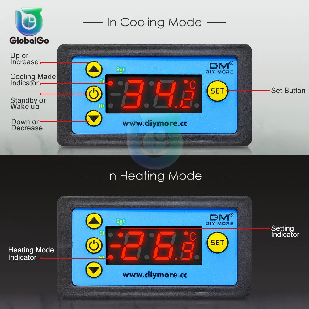 Цифровой регулятор термостата для холодильника температуры охлаждения 12/24/220 В |