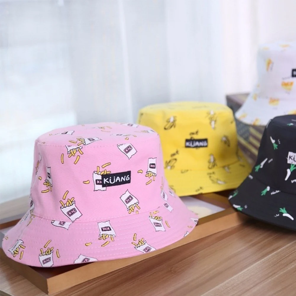 

Panama Bucket Hat Men Women Summer Bucket Cap Banana Print Yellow Hat Bob Hat Hip Hop Gorros Fishing Fisherman Hat