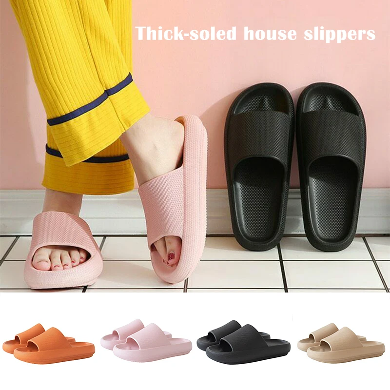 

1 Pair Super Soft Home Slippers Anti-slip Thick Sole for Bathroom Shower Women Men Foot Massage Instrument Health Care P9