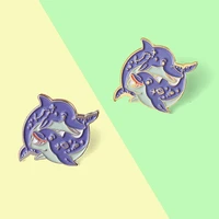 2pcs cute dolphins enamel lapel pins purple star plant brooches backpack accessories gifts for women men custom jewelry