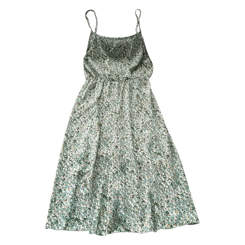 

Summer Floral Dress Women 2021 Korean Style High Waist Thin Holiday Style Dresses Femme Fashion Beach Style Vestidos