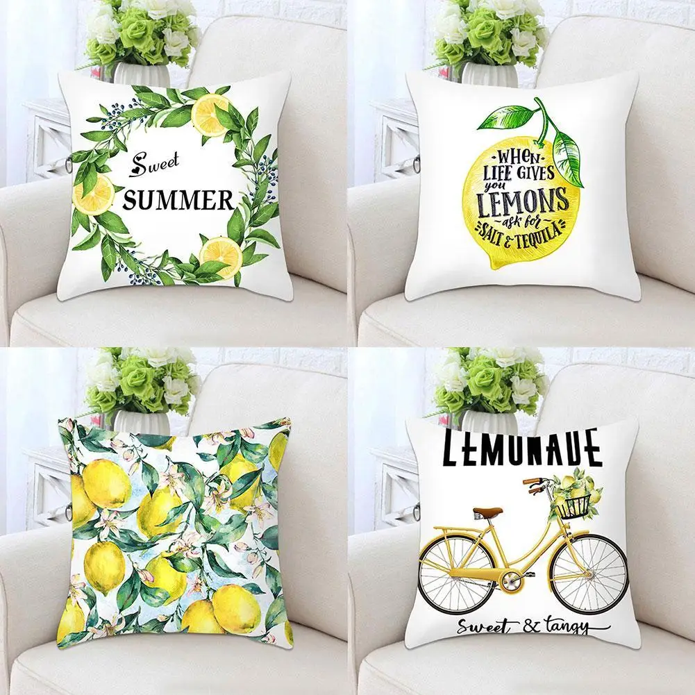 

1Pcs Lemon Pattern Summer Decorative Cushions Pillowcase Polyester Pillowcover Pillow Cover Cushion Room Decoration Throw S E1B7