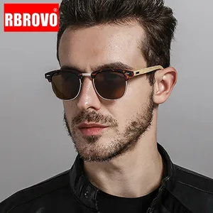 RBROVO 2021 Driving Polarized Sunglasses Men UV400 Square Mirror Bamboo Sun Glasses Retro High Quali in India