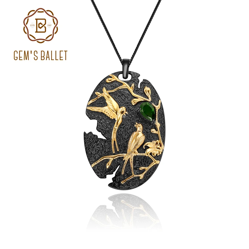 Женское колье с подвеской в виде птицы из серебра 925 пробы|Подвески| |