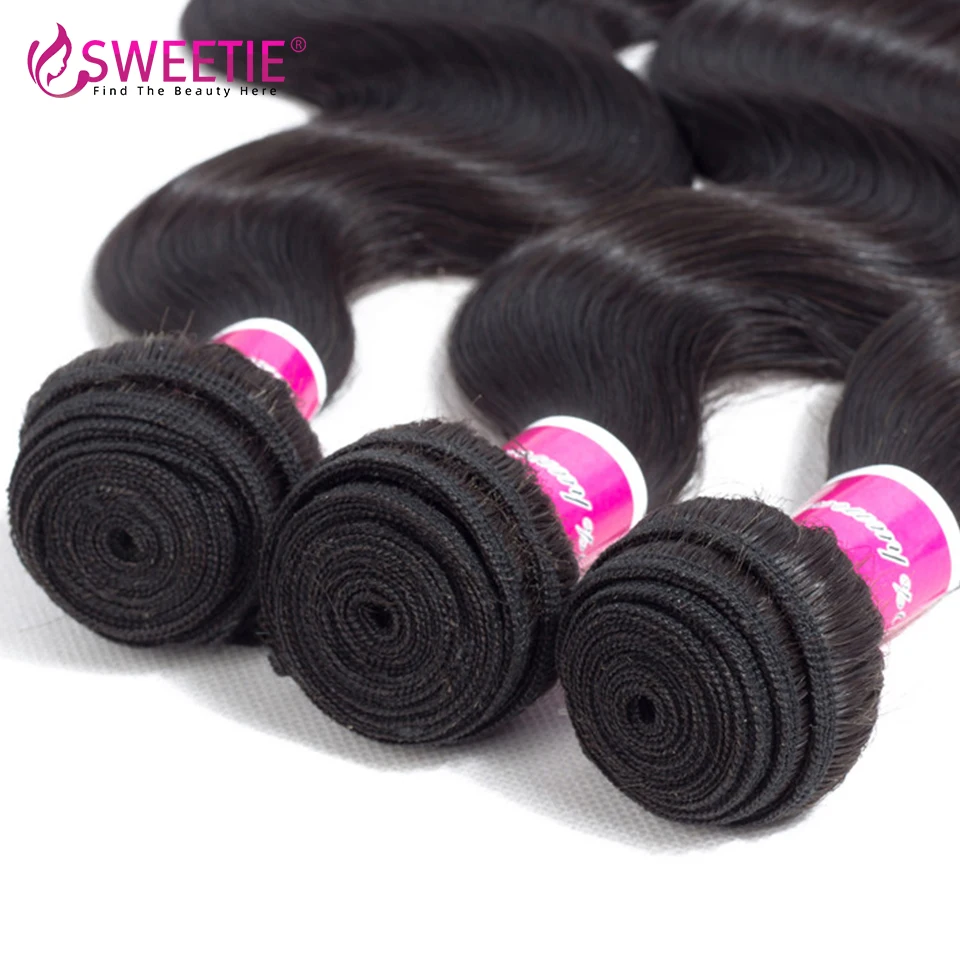 

Sweetie Hair Brazilian Body Wave Bundles Human Hair Weave Bundles Natural Color Hair Can Buy 3 4 pcs Non-Remy Hair Extensions