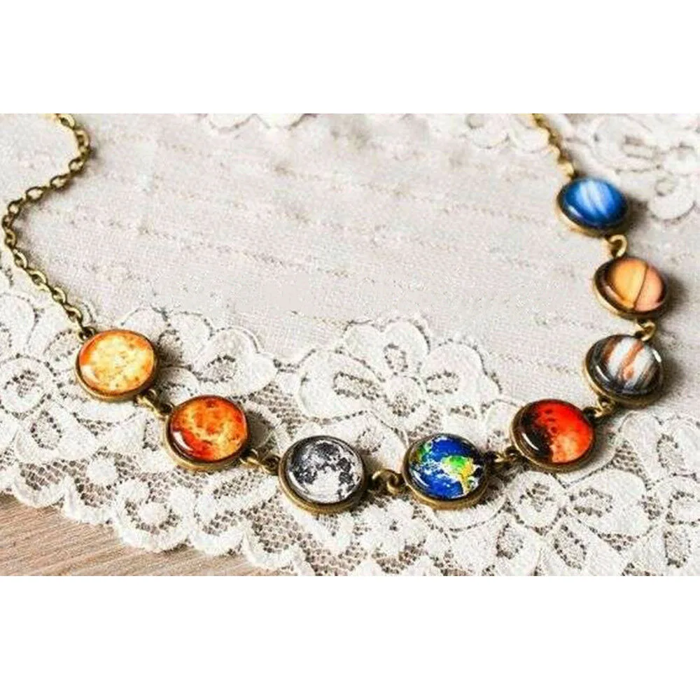 

Trendy Solar System Eight Planet Universe Galaxy Necklace Jewelry Gift