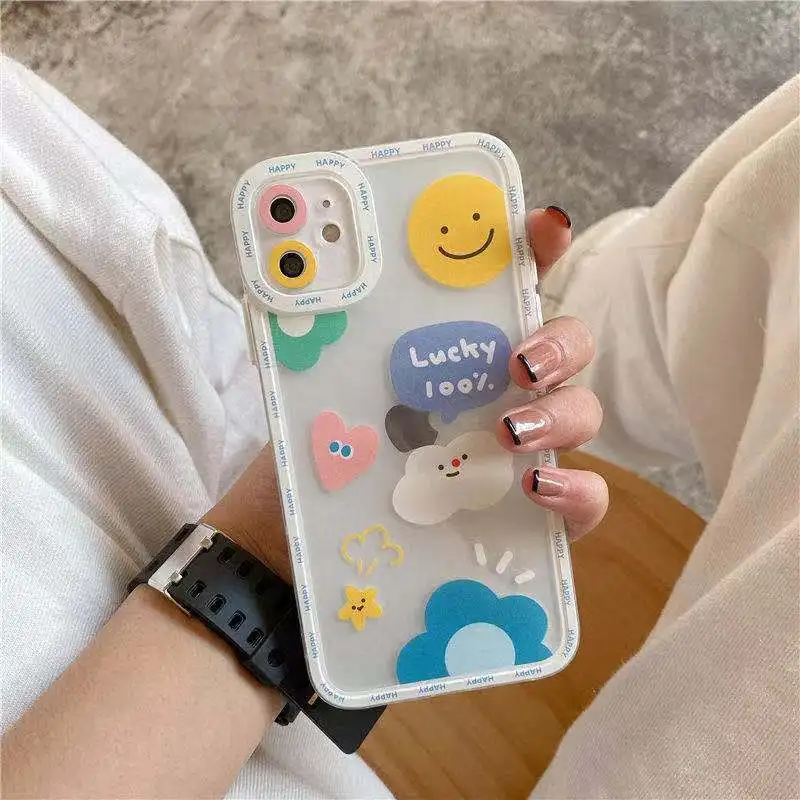 

Cartoon Personal Phone Case For iPhone 13 Pro Max 11 12 Pro XR XS 7 8 Plus Transparent Shockproof Phone Silicone Case Back Cover