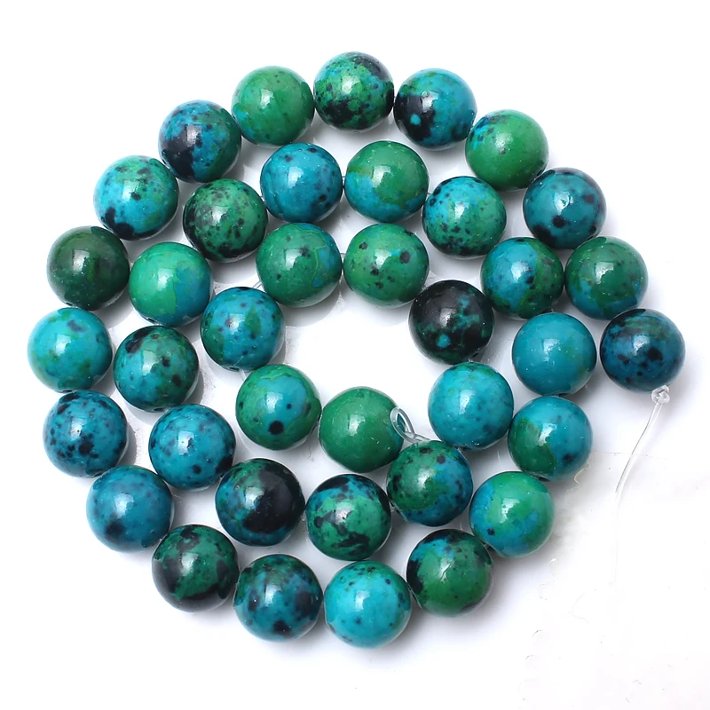 Chrysocolla Натуральный круглый тигровый глаз Амазонит гранат Агаты ангелит кварц Лава бусины для самостоятельного изготовления ювелирных изделий браслет аксессуары 15'' - Цвет: Chrysocolla
