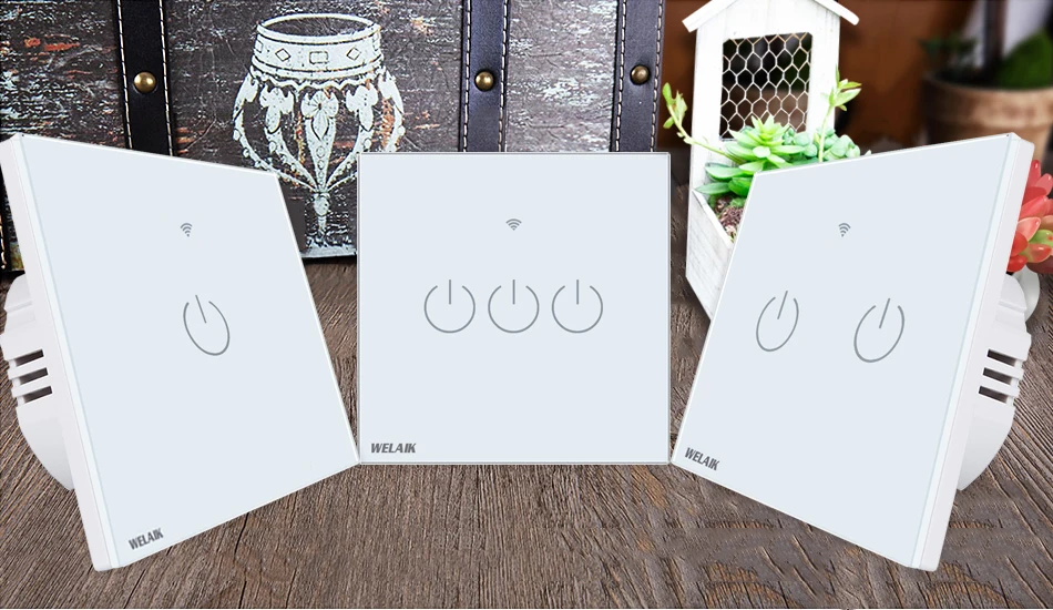WELAIK UK wifi-сенсорный выключатель-Хрустальное стекло-панель настенный-Интеллектуальный переключатель-светильник Smart-Switch 2g-1way B1921CW& wifi