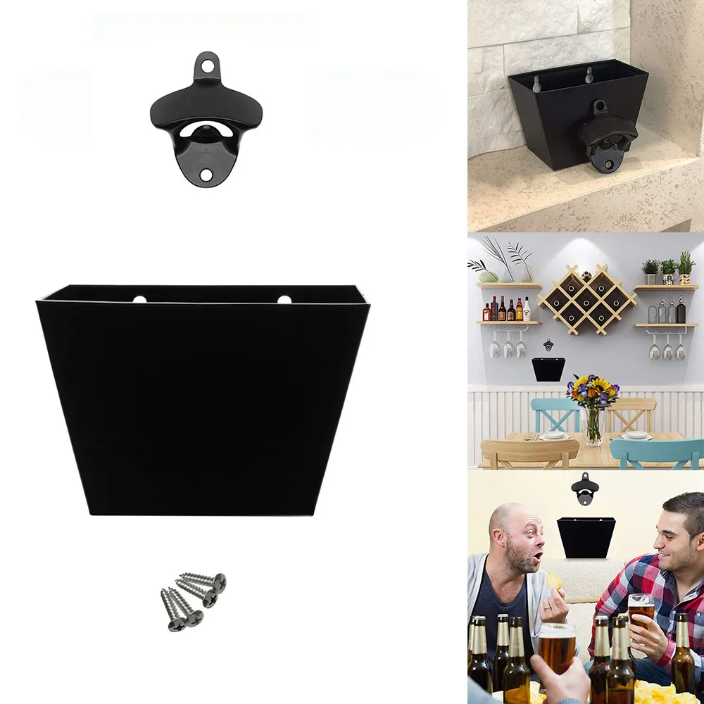 

Держатель крышки из нержавеющей стали, прочный настенный контейнер для крышки бутылки с открывалкой, кухонный держатель для бара, инструме...