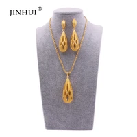 dubai gold color jewelry sets for women bridal ethiopian pendants necklace earrings african indian wedding set wife gifts