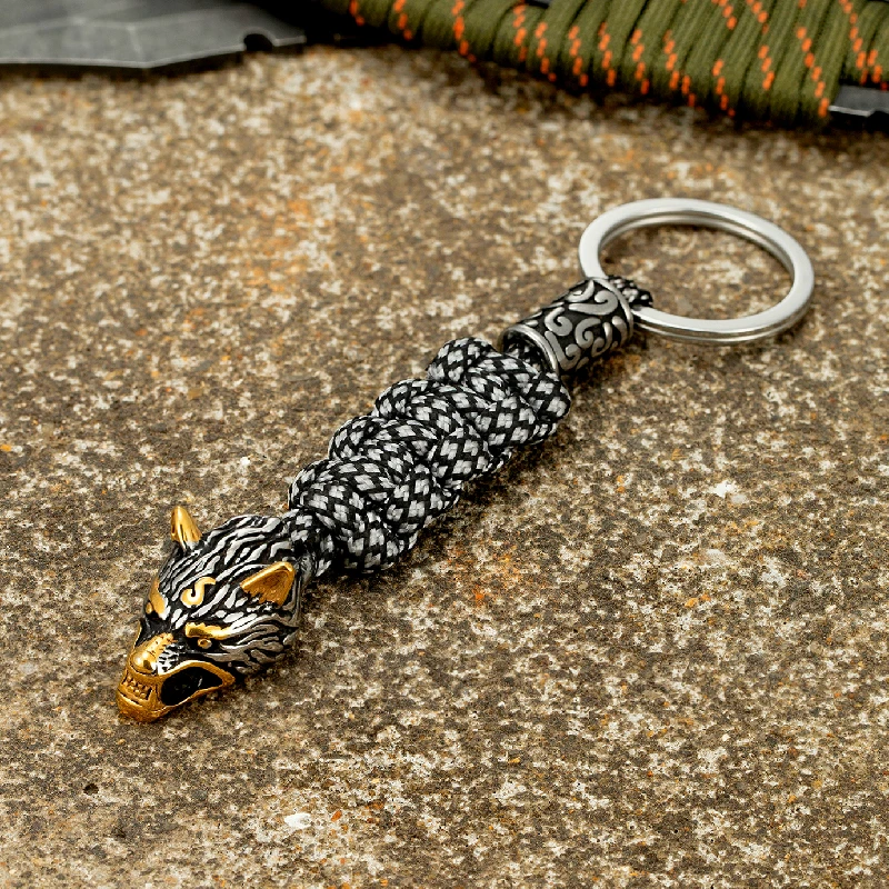 Мужской брелок с подвеской в виде головы волка из нержавеющей стали - купить по