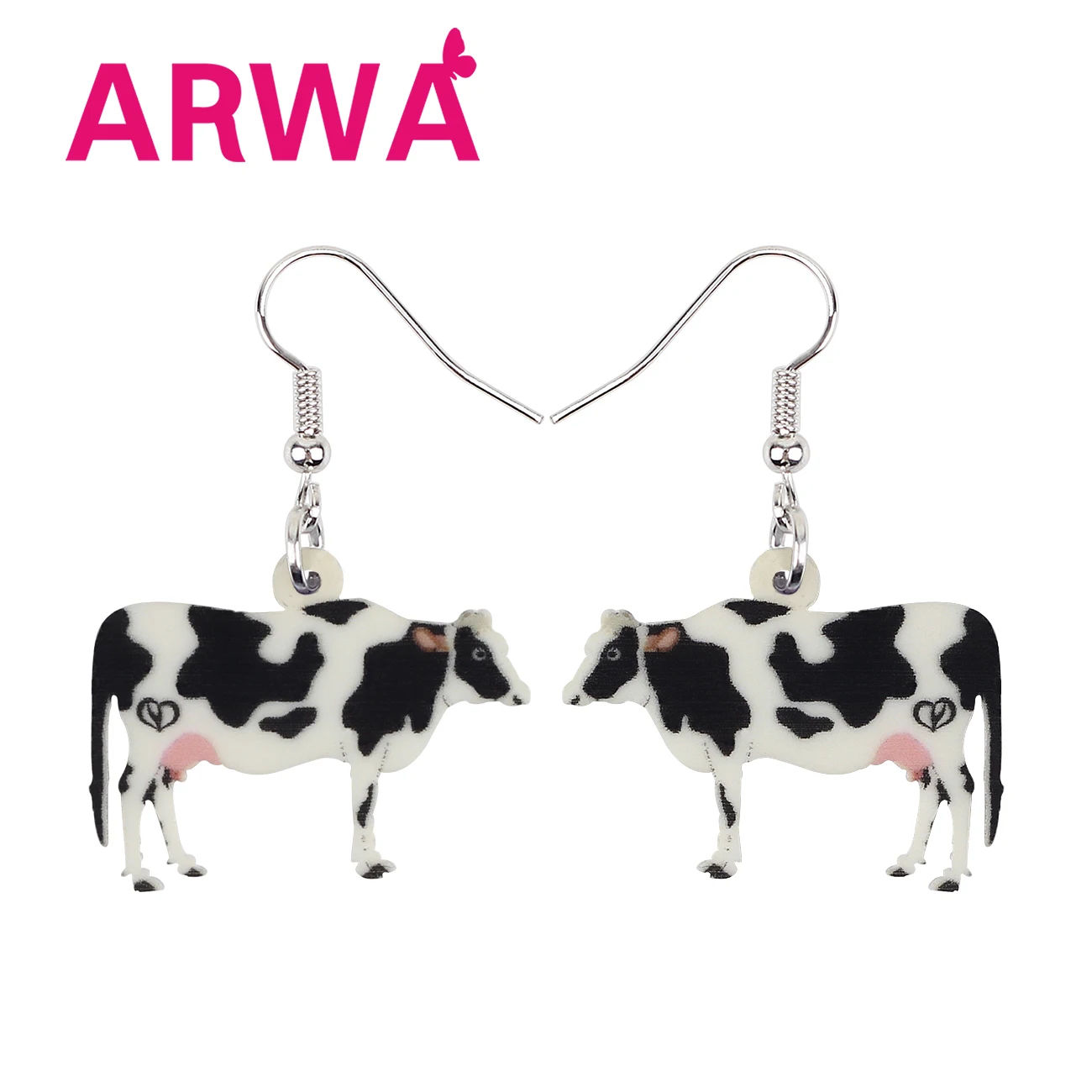 

ARWA Dairy Cow Cattle Earrings Farm Animal Drop Dangle Trendy Design Jewelry For Women Girls Kids Gifts Charms