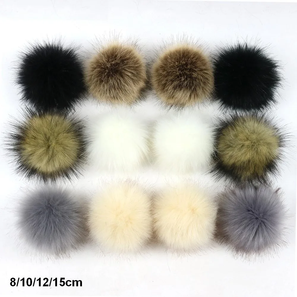 

2pcs/lot 8/10/12/15cm DIY Faux Fox Fur Pompom Fur Pom Poms for Women Kids Beanie Hats Caps Fox Ball For Shoes Caps Bags F016