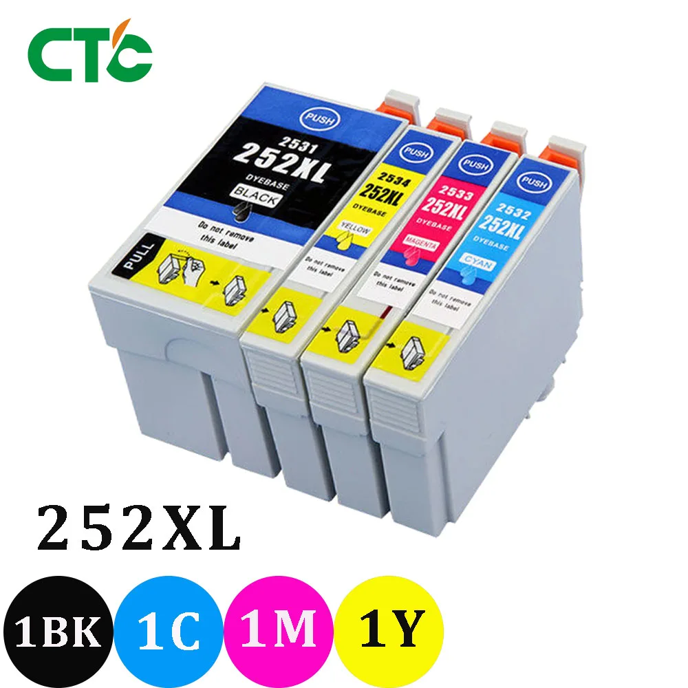 4X 252XL 252 чернильные картриджи совместимые с Epson анализатором WF 3640 7610 7620|Чернильные