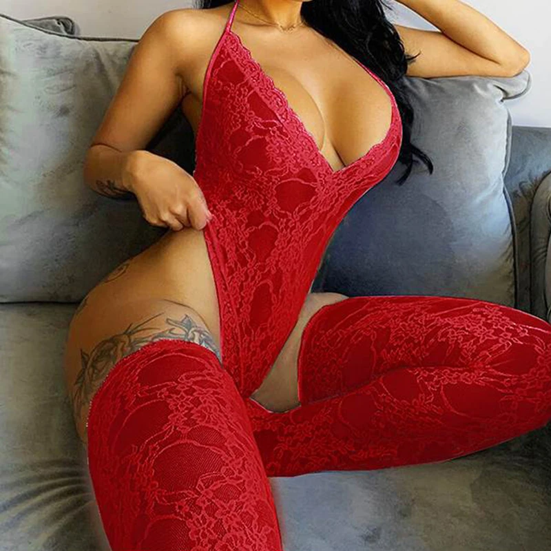 Comeondear женское нижнее белье непослушное эластичное кружевное боди-пеньюар размер
