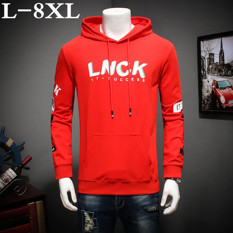Новый размера плюс 8XL 7XL футболка для мужчин модный бренд с капюшоном шить дизайн
