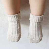 solid color cotton knitted baby socks kids girls boys winter socks toddler socks sole floor socks with rubber