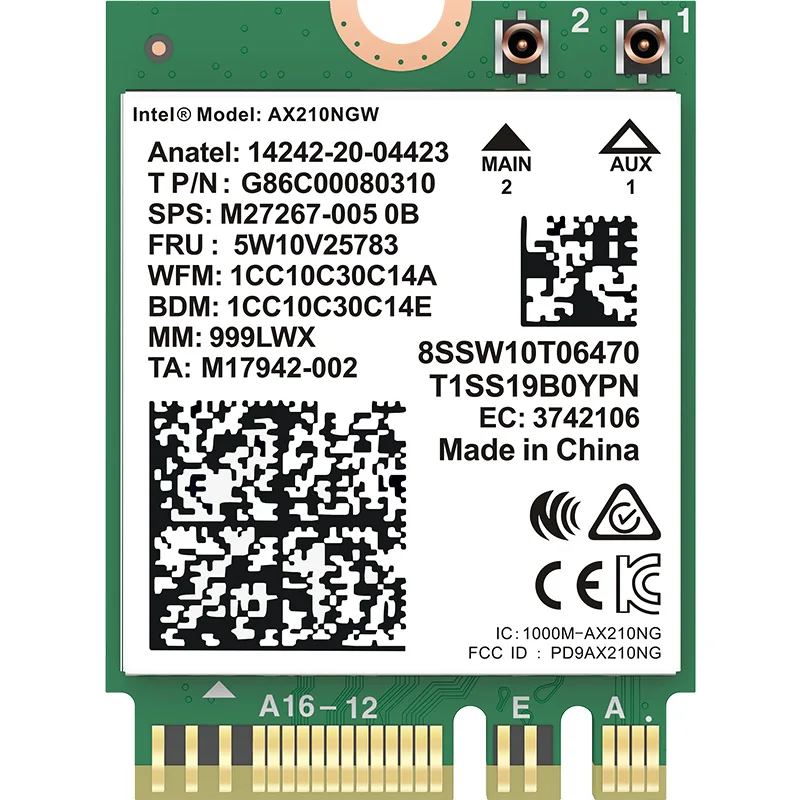 

Tri Band Wif 6E AX210Vpro Wi-fi Card Bluetooth 5.2 Wi Fi Adapter 5374Mbps 2.4G/5GHz/6G 802.11AX/AC PCIExpress Network Card